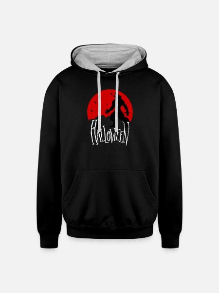 Howling wolf - Unisex Contrast Hoodie - black/heather gray