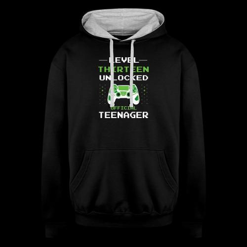 Level Thirteen Unlocked: Official Teenager - Unisex Contrast Hoodie