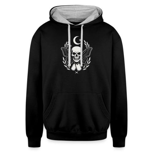 Skull butterfly dog tags - Unisex Contrast Hoodie