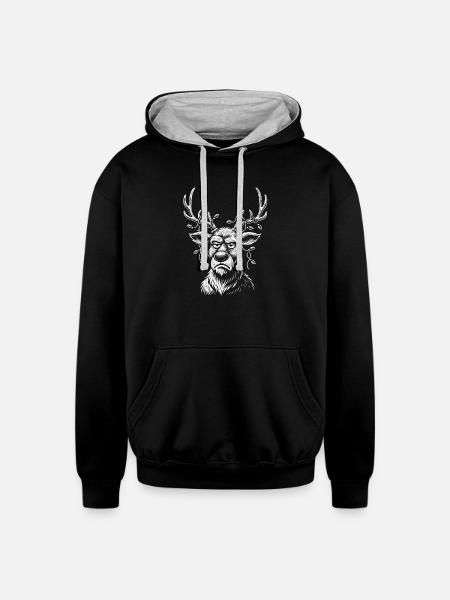 Grumpy Moose Vine Crown - Unisex Contrast Hoodie - black/heather gray