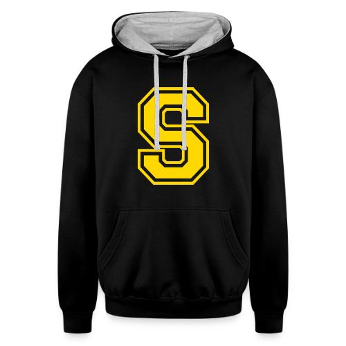 Letter S – Capital Athletic Alphabet Monogram - Unisex Contrast Hoodie