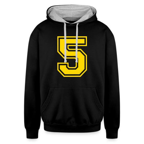 Number 5 in a classic athletic collegiate font - Unisex Contrast Hoodie