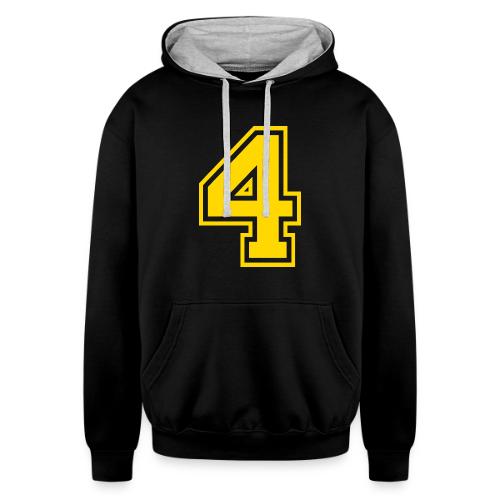 Number 4 in a classic athletic collegiate font - Unisex Contrast Hoodie