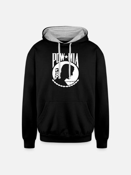 POW MIA Never Forget - Unisex Contrast Hoodie - black/heather gray