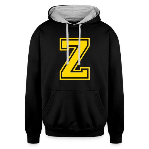 Letter Z – Capital Athletic Alphabet Monogram - Unisex Contrast Hoodie