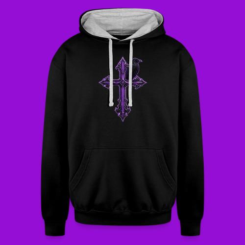 Gothix Raven Cross - Unisex Contrast Hoodie