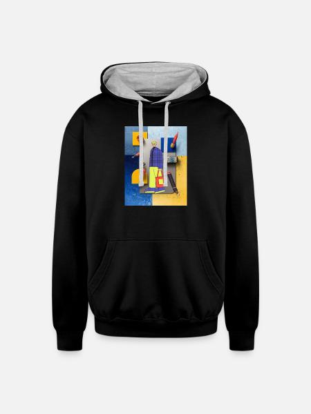 Bold Pop Art Fashion Collage - Unisex Contrast Hoodie - black/heather gray