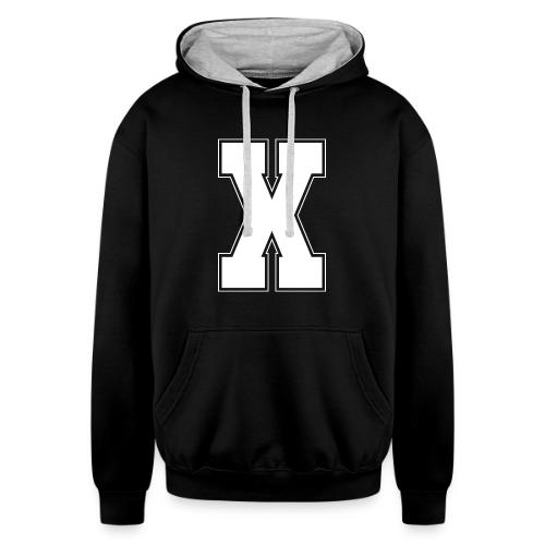 White Letter X – Varsity Alphabet Monogram - Unisex Contrast Hoodie
