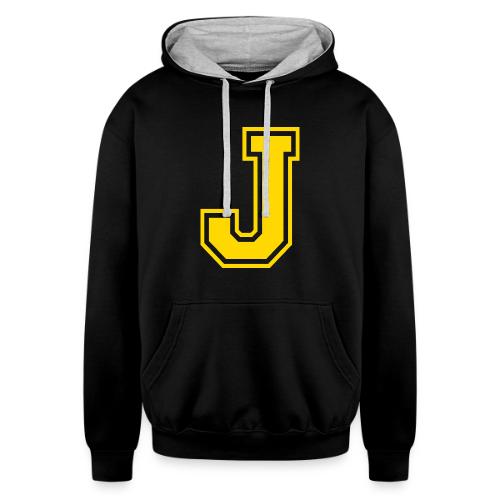 Letter J – Capital Athletic Alphabet Monogram - Unisex Contrast Hoodie
