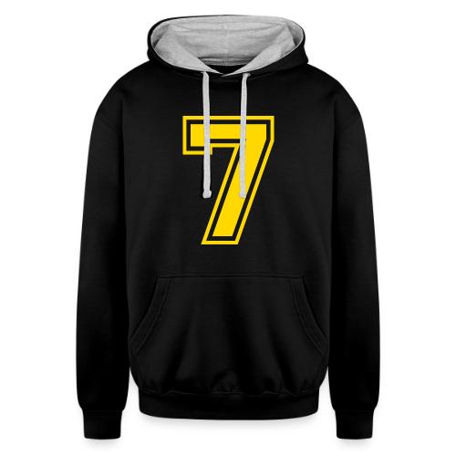 Number 7 in a classic athletic collegiate font - Unisex Contrast Hoodie