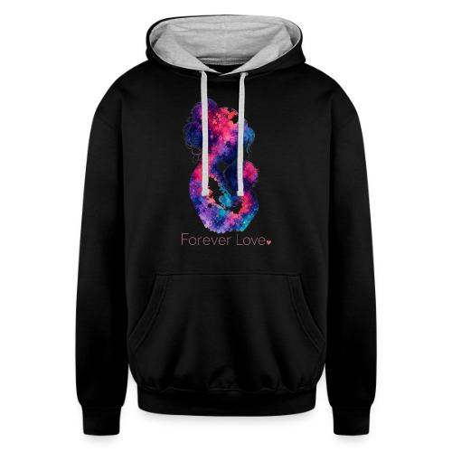 Forever Love-Vibrant Watercolor Mother-Child - Unisex Contrast Hoodie