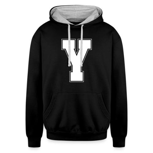 White Letter Y – Varsity Alphabet Monogram - Unisex Contrast Hoodie