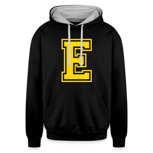 Letter E – Capital Athletic Alphabet Monogram - Unisex Contrast Hoodie