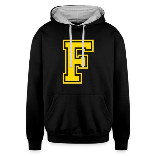 Letter F – Capital Athletic Alphabet Monogram - Unisex Contrast Hoodie