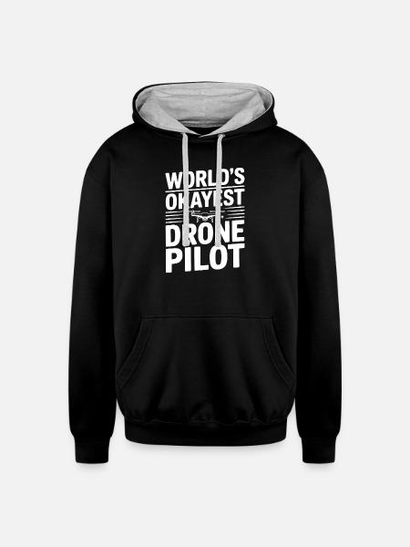 World's Okayest Drone Pilot - Unisex Contrast Hoodie - black/heather gray