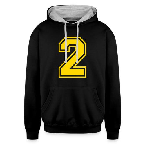 Number 2 in a classic athletic collegiate font - Unisex Contrast Hoodie