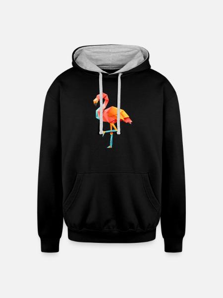 Flamingo Sunset - Unisex Contrast Hoodie - black/heather gray