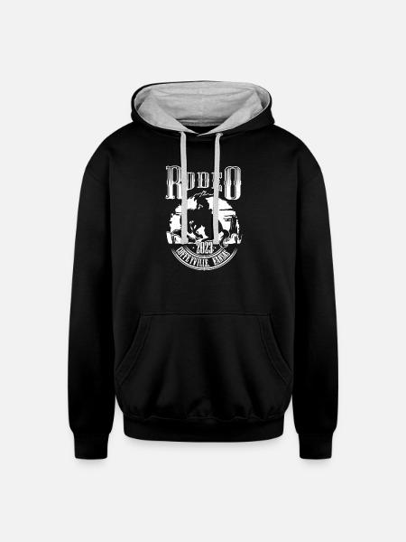 Rodeo Rider Silhouette Badge - Unisex Contrast Hoodie - black/heather gray