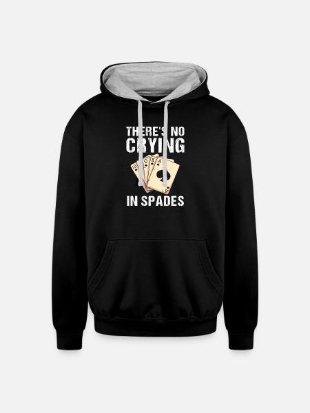 Spades Card Game Player Poker - Unisex Contrast Hoodie - black/heather gray