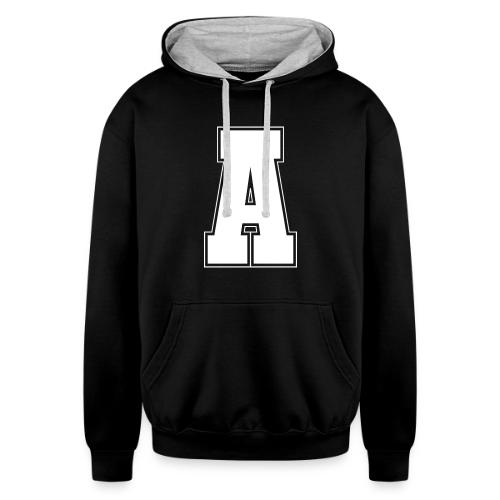 White Letter A – Varsity Alphabet Monogram - Unisex Contrast Hoodie