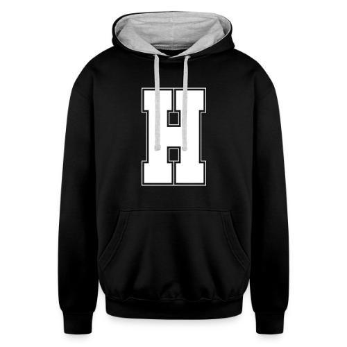 White Letter H – Varsity Alphabet Monogram - Unisex Contrast Hoodie