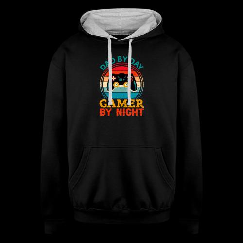 Dad By Day, Gamer By Night - Unisex Contrast Hoodie