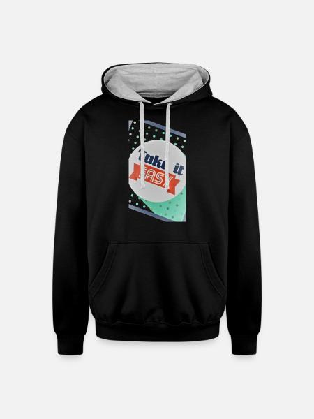 take it easy - Unisex Contrast Hoodie - black/heather gray