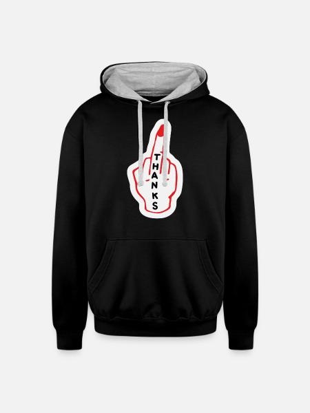 thanks - Unisex Contrast Hoodie - black/heather gray