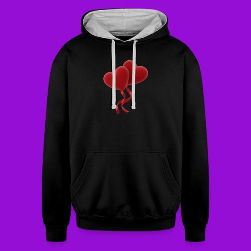 Two hearts together - Unisex Contrast Hoodie