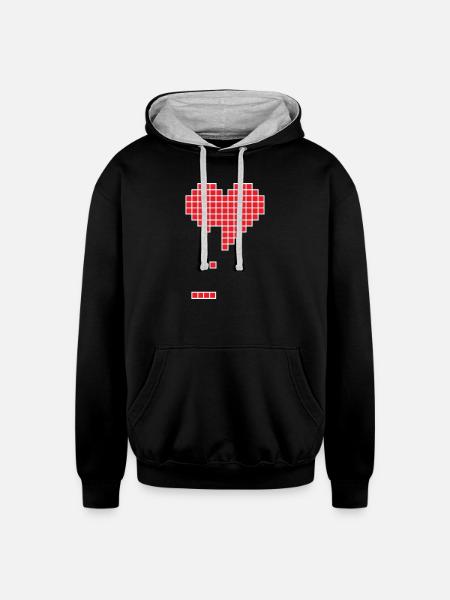 Broken heart - Unisex Contrast Hoodie - black/heather gray