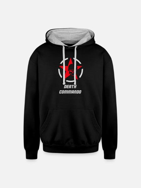 Death Commando Military Skull - Unisex Contrast Hoodie - black/heather gray