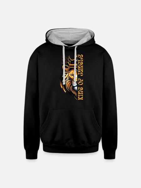 King of jungle - Unisex Contrast Hoodie - black/heather gray