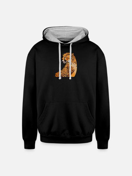Cheetah - Unisex Contrast Hoodie - black/heather gray