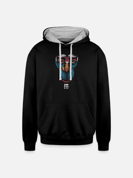 Smile Face - Unisex Contrast Hoodie - black/heather gray
