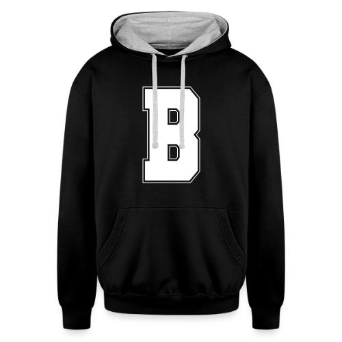 White Letter B – Varsity Alphabet Monogram - Unisex Contrast Hoodie