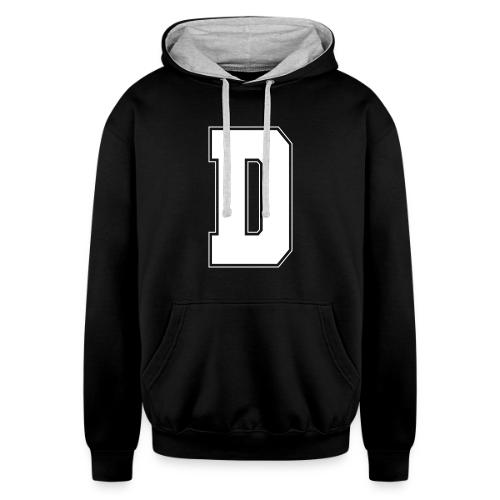 White Letter D – Varsity Alphabet Monogram - Unisex Contrast Hoodie