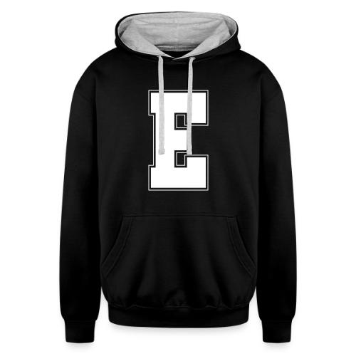 White Letter E – Varsity Alphabet Monogram - Unisex Contrast Hoodie