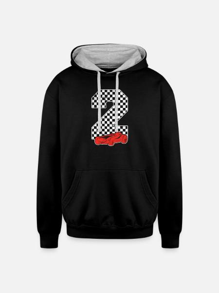 Checkerboard 2 Racecar Grid - Unisex Contrast Hoodie - black/heather gray