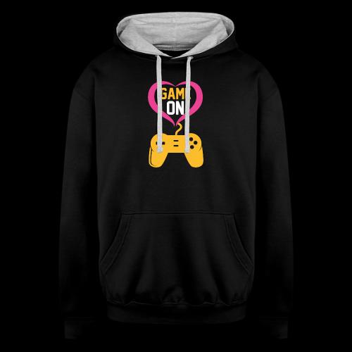 Game On! Pink Heart Controller - Unisex Contrast Hoodie