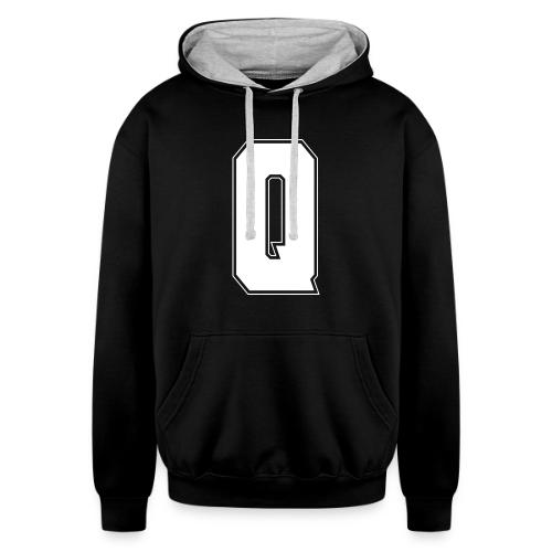 White Letter Q – Varsity Alphabet Monogram - Unisex Contrast Hoodie
