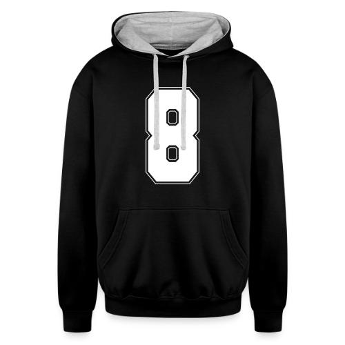 White Number 8 – Varsity Font - Unisex Contrast Hoodie