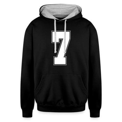 White Number 7 – Varsity Font - Unisex Contrast Hoodie