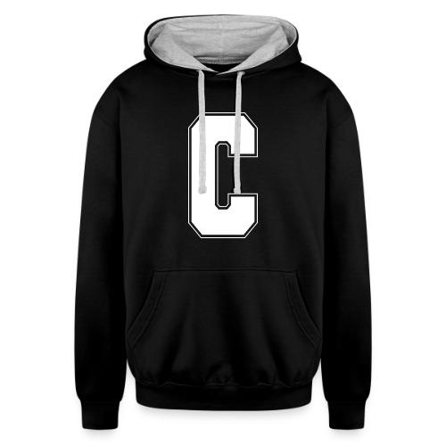 White Letter C – Varsity Alphabet Monogram - Unisex Contrast Hoodie