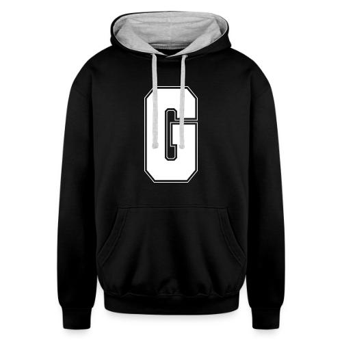White Letter G – Varsity Alphabet Monogram - Unisex Contrast Hoodie