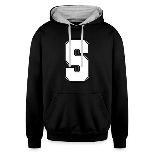 White Letter S – Varsity Alphabet Monogram - Unisex Contrast Hoodie