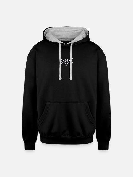 Volkswagen VW Bulli Front Outline Embroidery White - Unisex Contrast Hoodie - black/heather gray