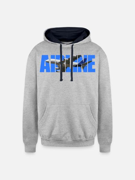 Airline Bold Cutout Jet Art - Unisex Contrast Hoodie - heather gray/navy
