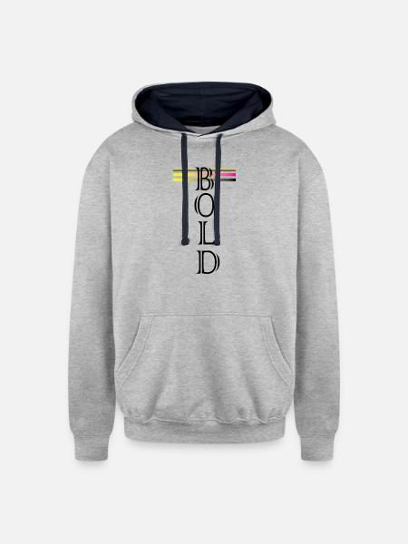 BOLD (vertical) - Unisex Contrast Hoodie - heather gray/navy