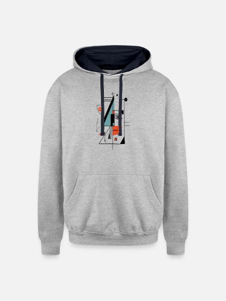 Unique face design - Unisex Contrast Hoodie - heather gray/navy