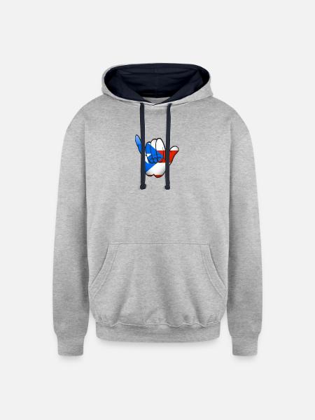 rasta pr - Unisex Contrast Hoodie - heather gray/navy